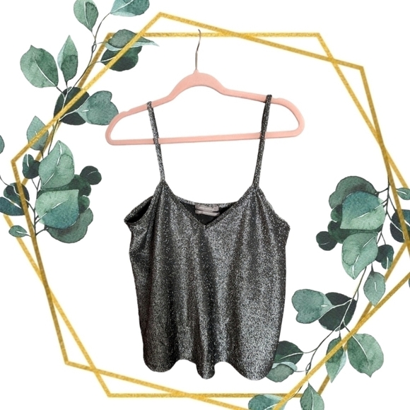 M • Urban Outfitters • Silver Glitter Lurex Cropped Tank - Picture 2 of 2